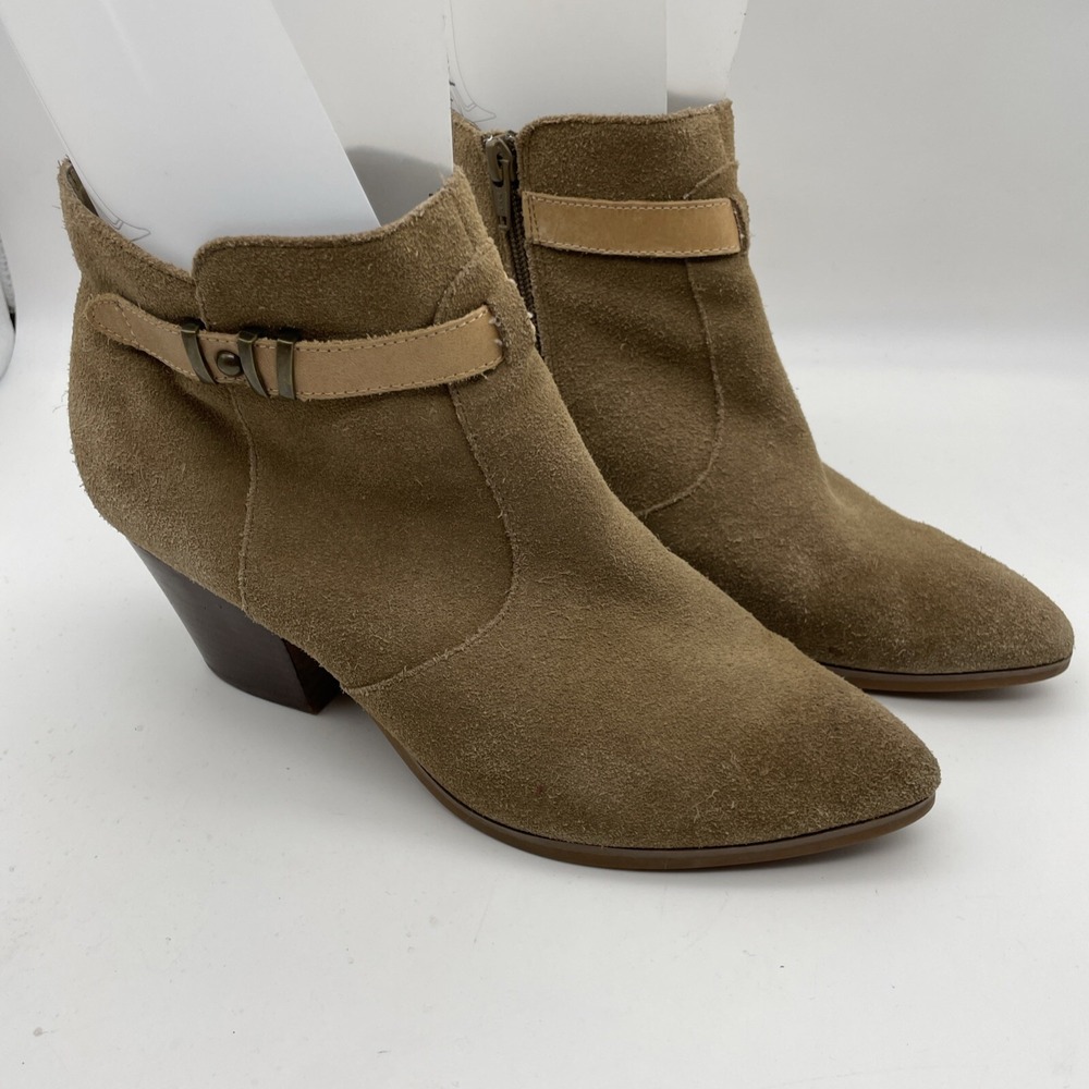 Seychelles Taupe Brown Suede Ankle Boots Strapβ Side Zipper Women's Size 9
